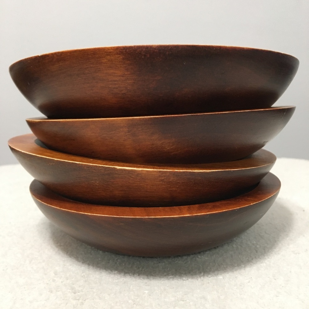 Vintage set of 4 BARIBOCRAFT Wooden Salad Bowls